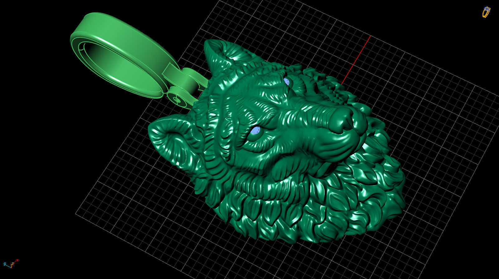 pendant wolf v1 3D print model_4