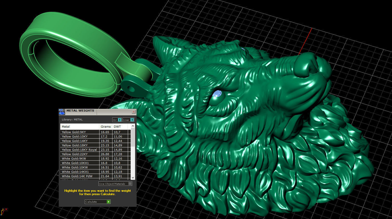 pendant wolf v1 3D print model_7