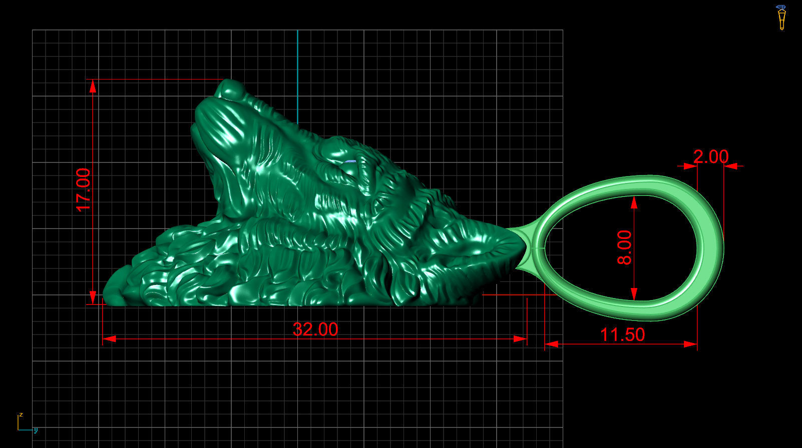 pendant wolf v1 3D print model_10