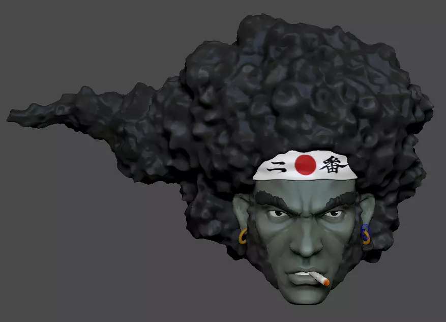 Afro Samurai headsculpt 3D print model_0