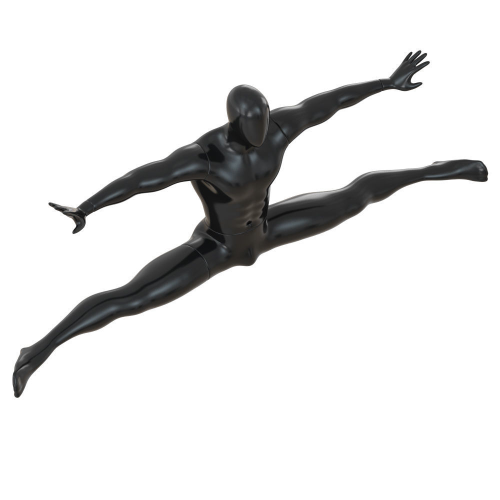 Black male mannequin sitting on a twine 61 3D model_3