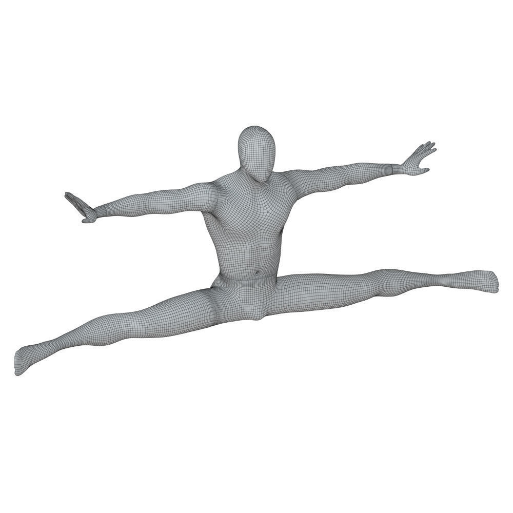 Black male mannequin sitting on a twine 61 3D model_7