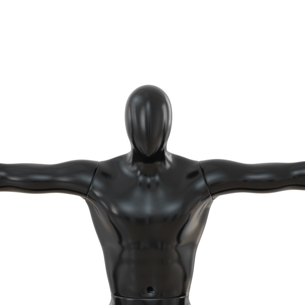 Black male mannequin sitting on a twine 61 3D model_5