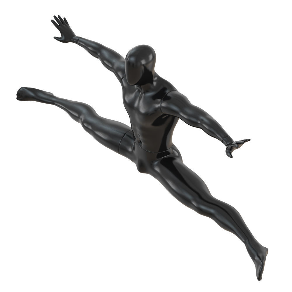 Black male mannequin sitting on a twine 61 3D model_2