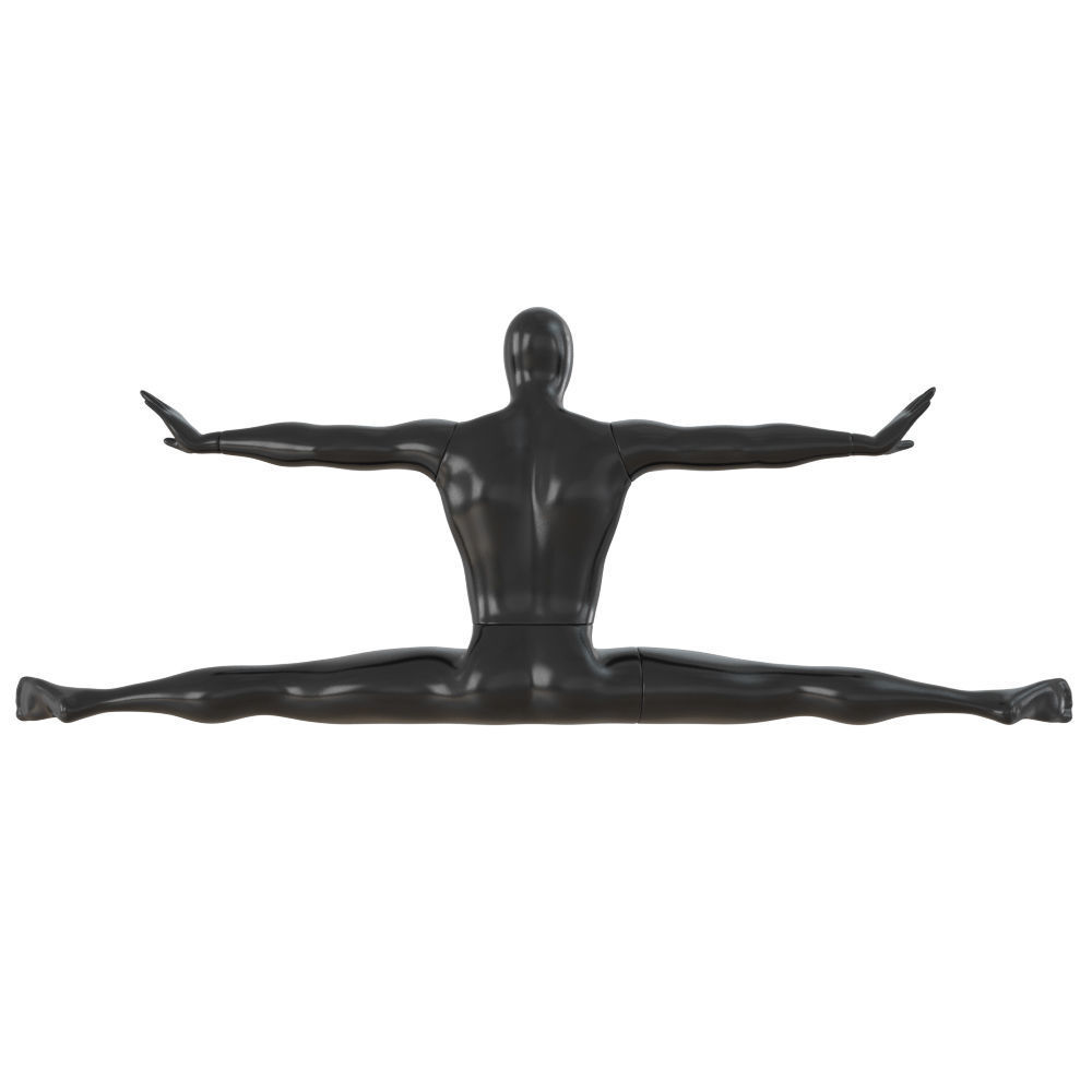 Black male mannequin sitting on a twine 61 3D model_4