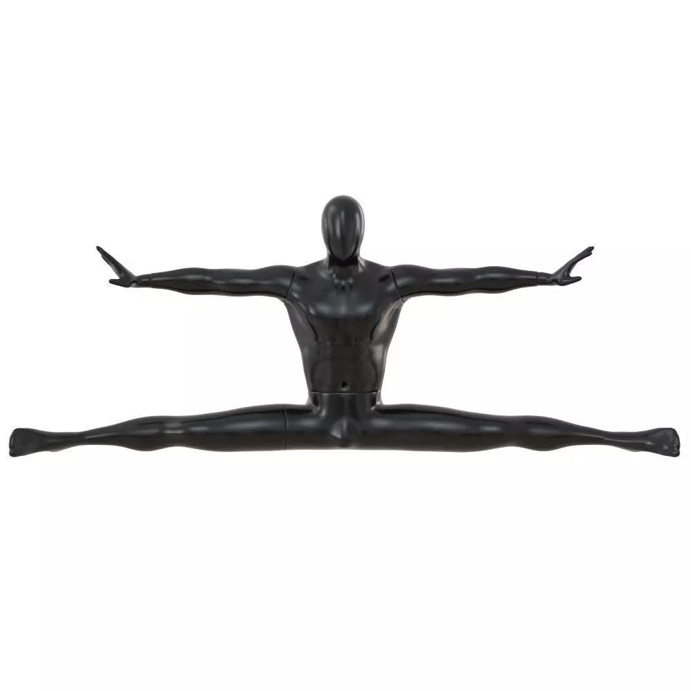 Black male mannequin sitting on a twine 61 3D model_0