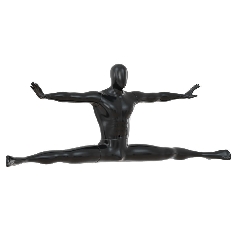 Black male mannequin sitting on a twine 61 3D model_1