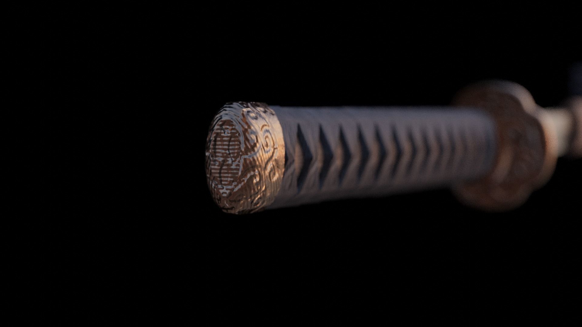 Katana samurai sword Low-poly 3D model_4