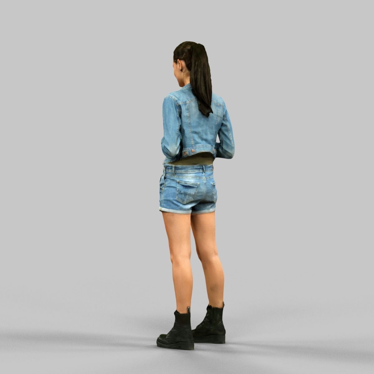 Jeans Salopet Girl Low-poly 3D model_5