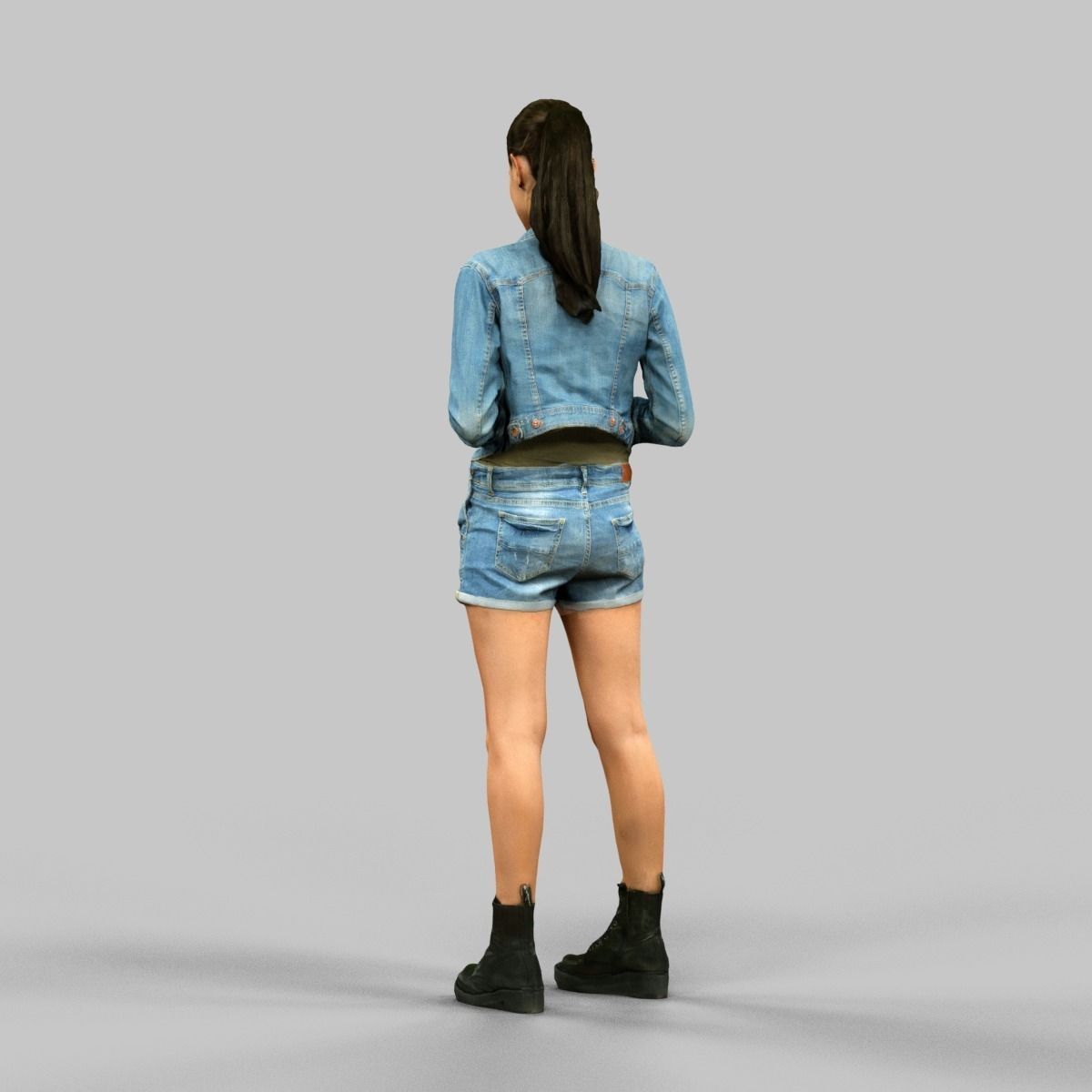 Jeans Salopet Girl Low-poly 3D model_3