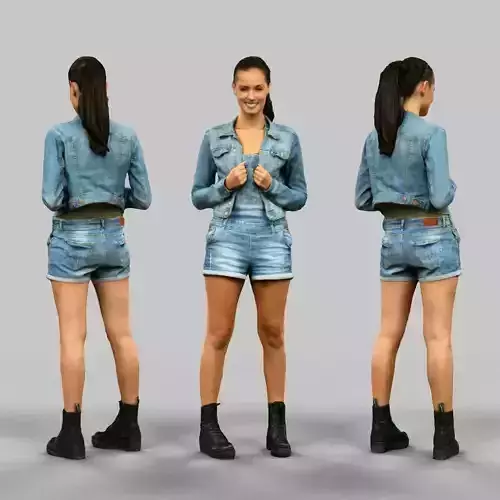 Jeans Salopet Girl Low-poly 3D model