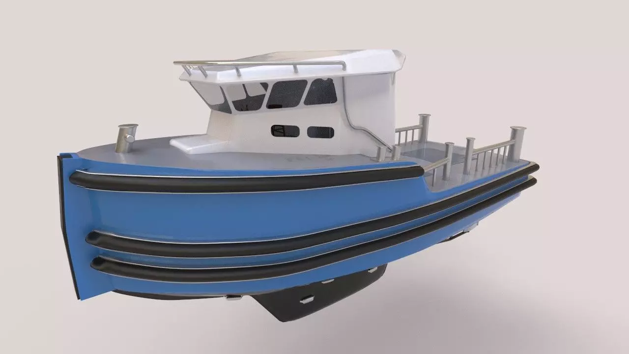 Micro Tug boat highpoly 3D model 3D model_0