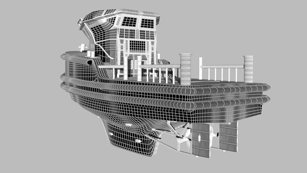 Micro Tug boat highpoly 3D model 3D model_8
