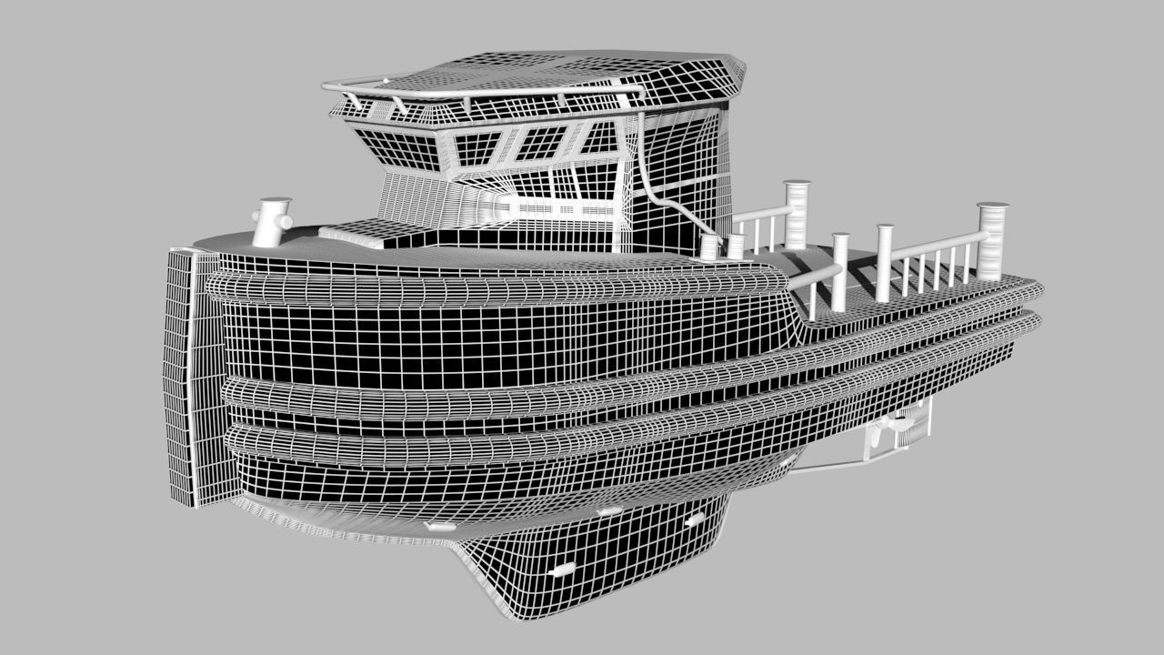 Micro Tug boat highpoly 3D model 3D model_10