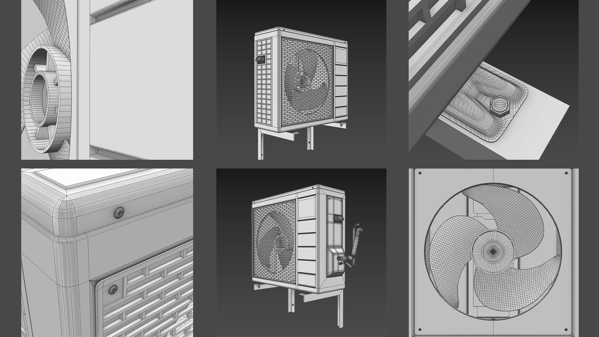 White Panasonic Air Conditioning Outdoor Unit multi split  3D model_5