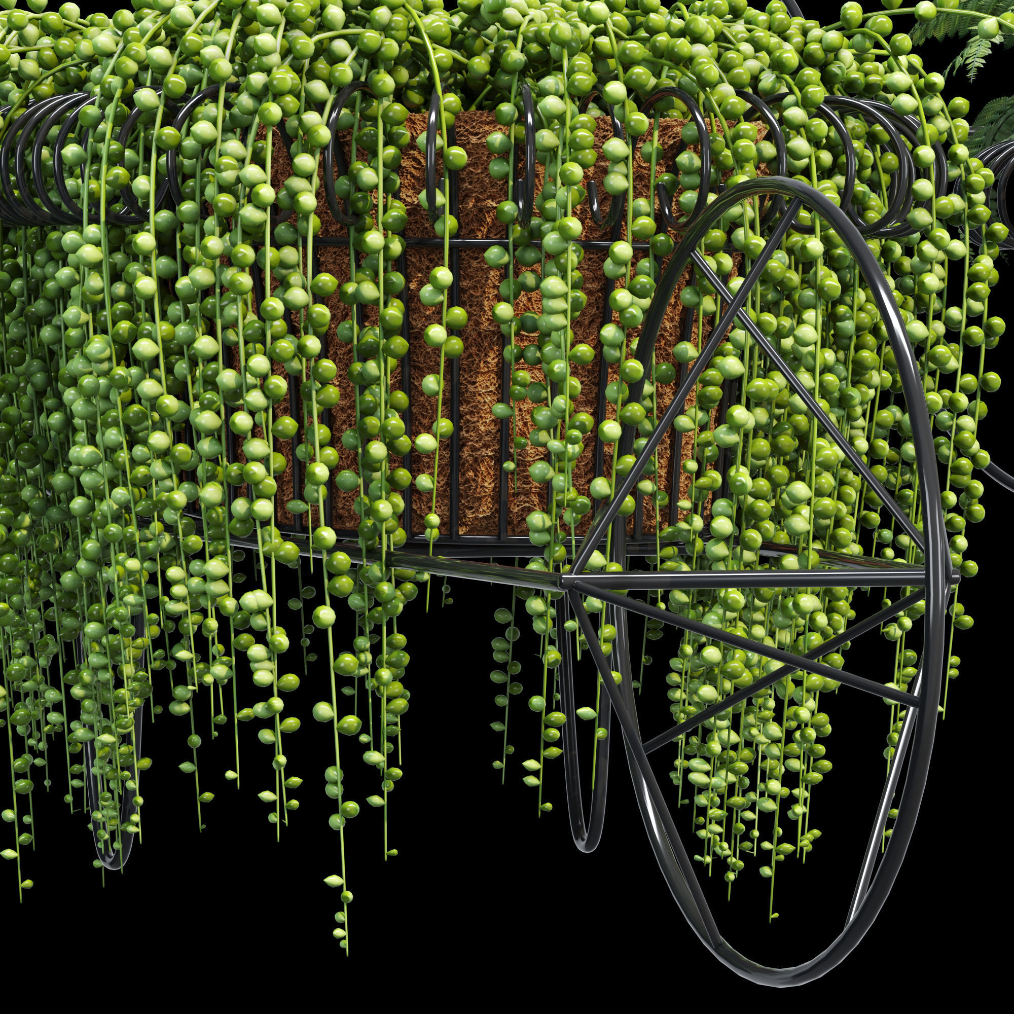 Wheelbarrow two planters 3D model_11