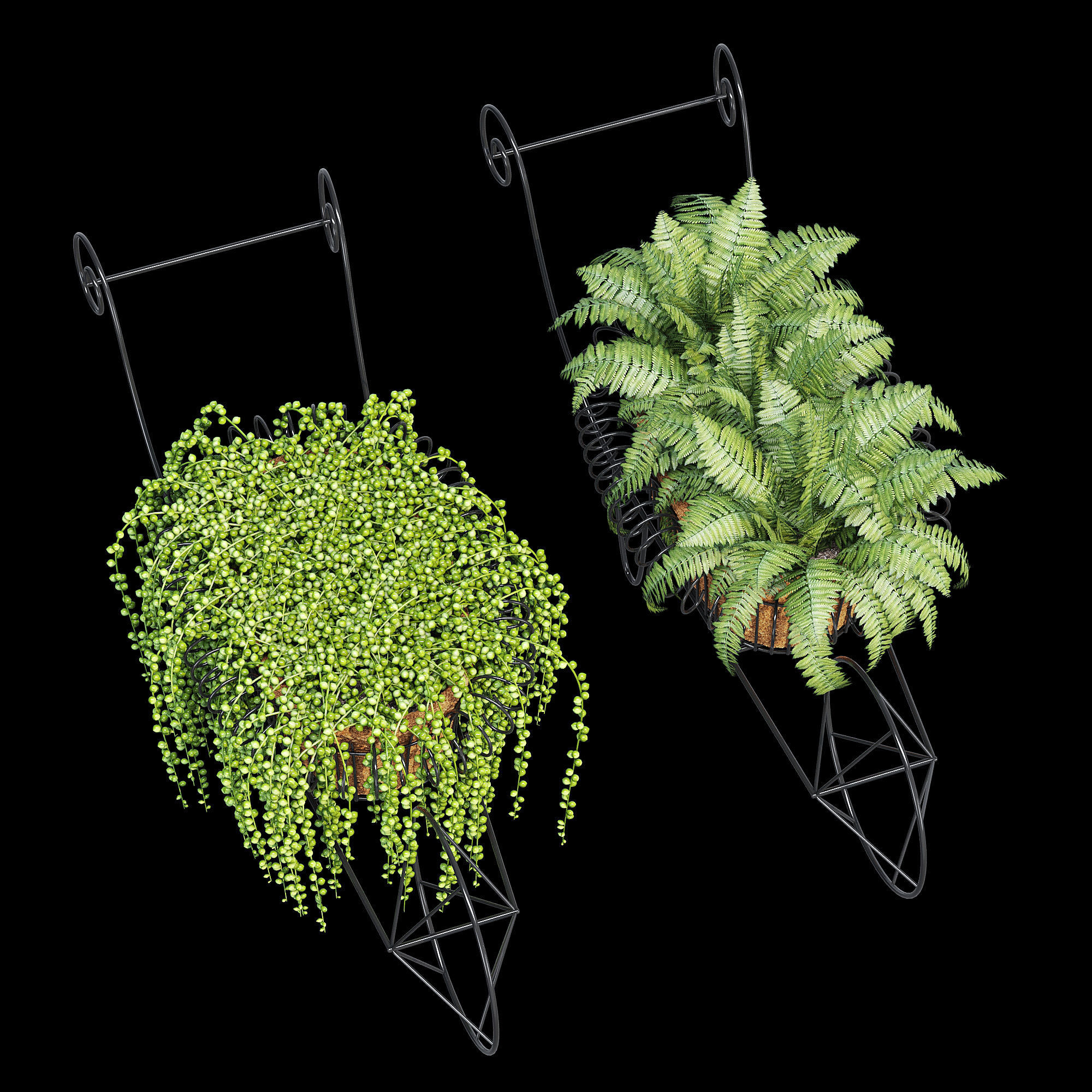 Wheelbarrow two planters 3D model_10