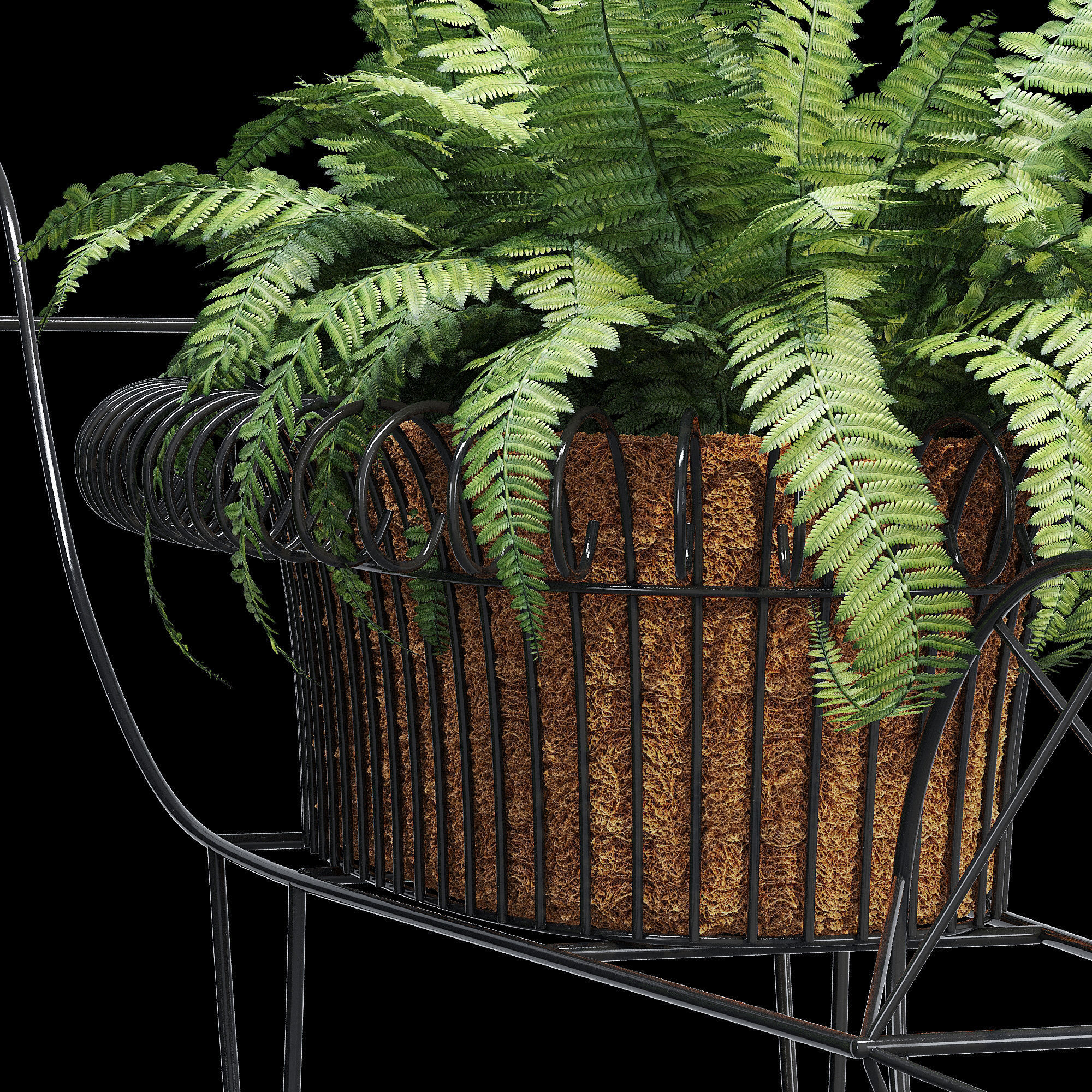 Wheelbarrow two planters 3D model_12