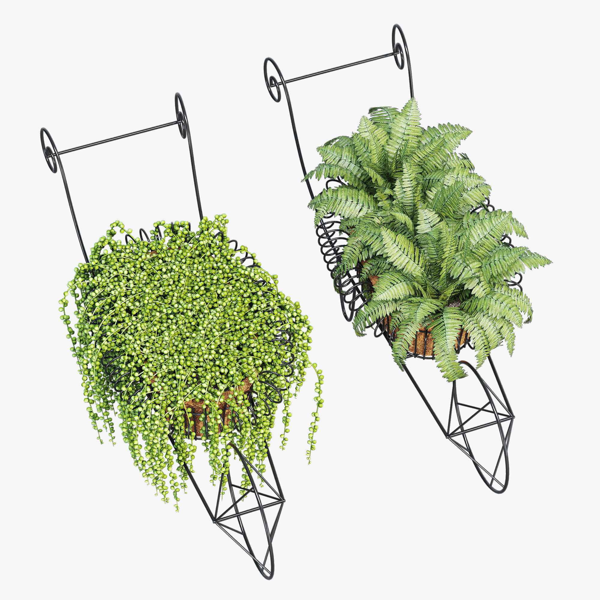 Wheelbarrow two planters 3D model_4