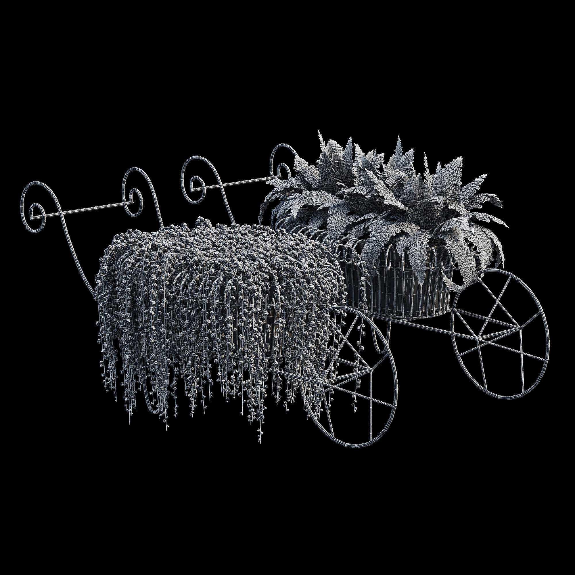 Wheelbarrow two planters 3D model_13