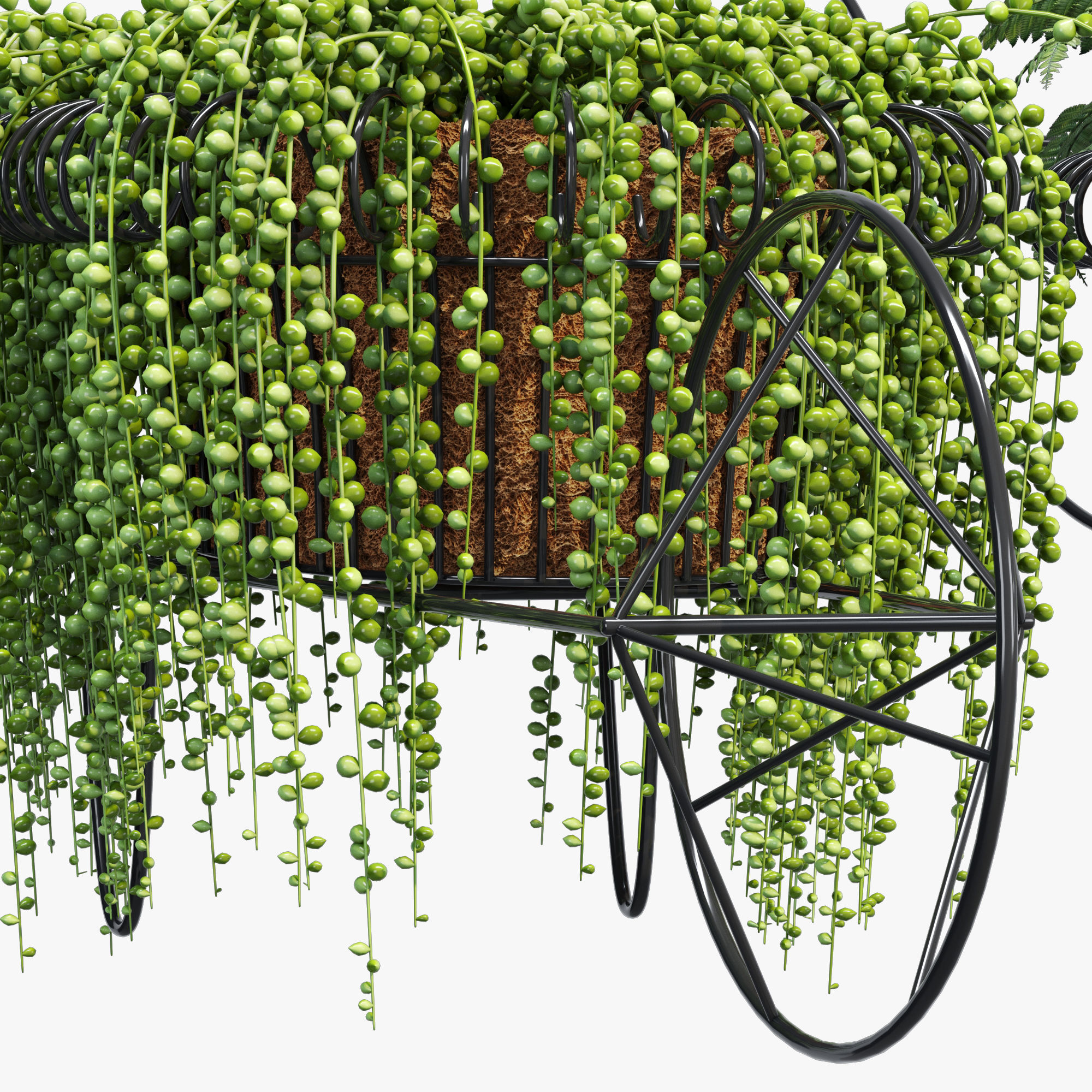 Wheelbarrow two planters 3D model_5