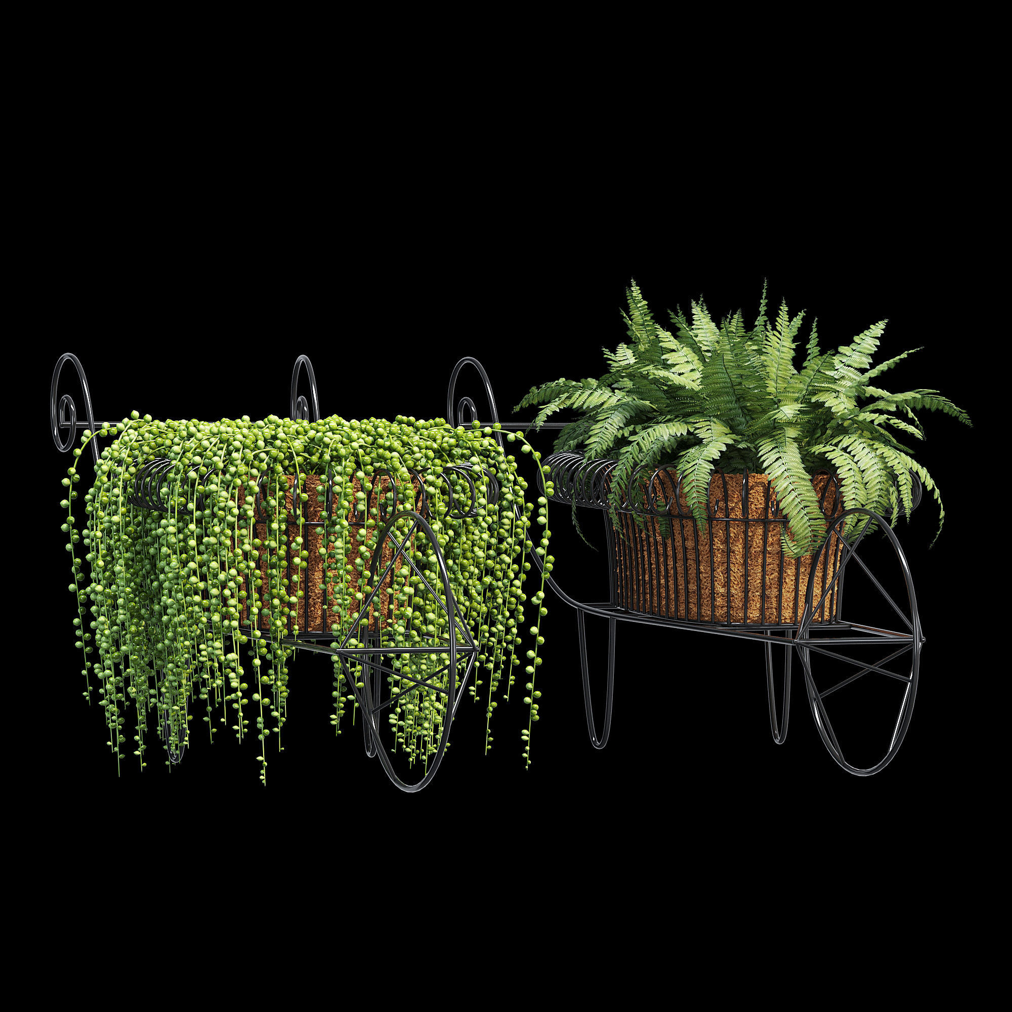 Wheelbarrow two planters 3D model_7