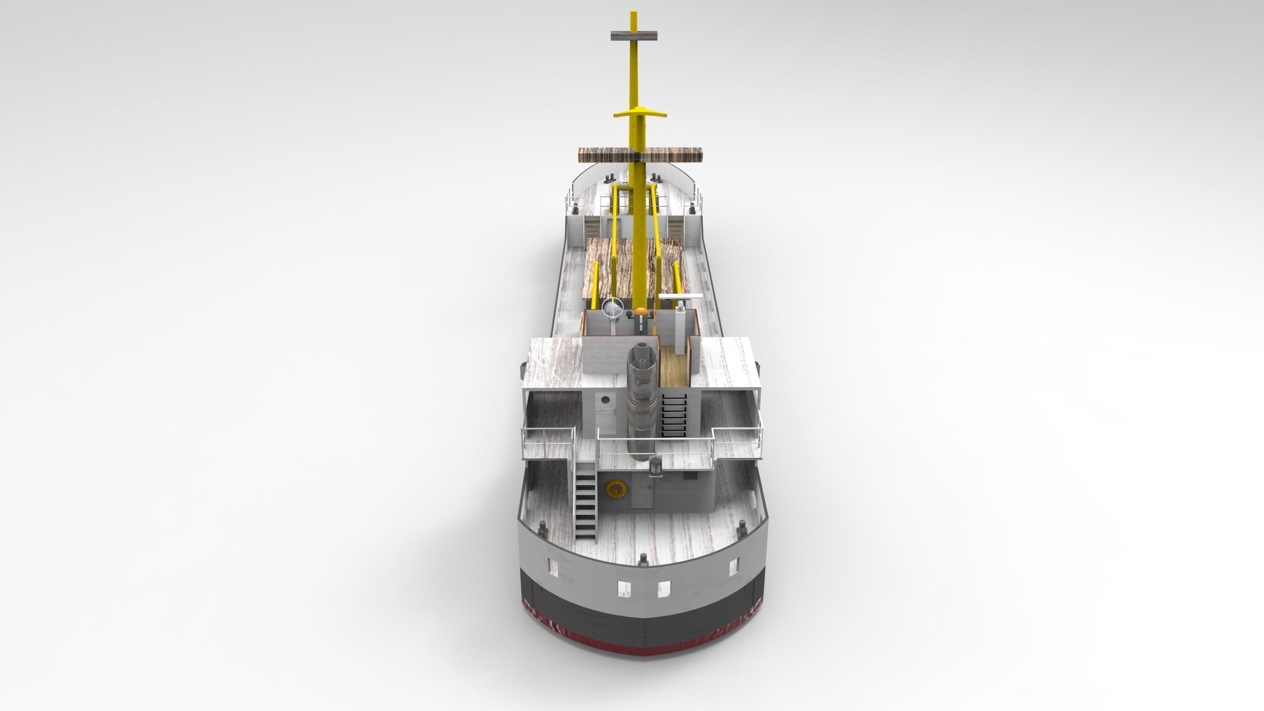 Cargo Ship Historical Low-poly 3D model_4