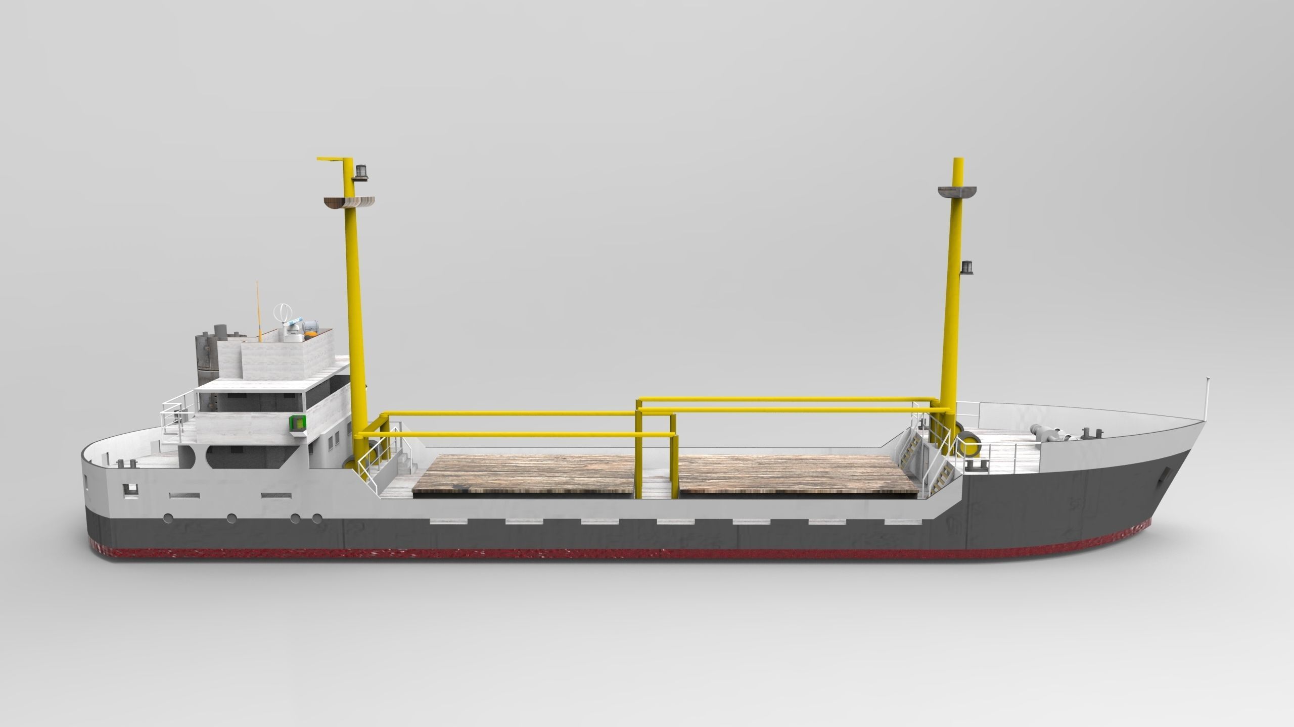 Cargo Ship Historical Low-poly 3D model_2