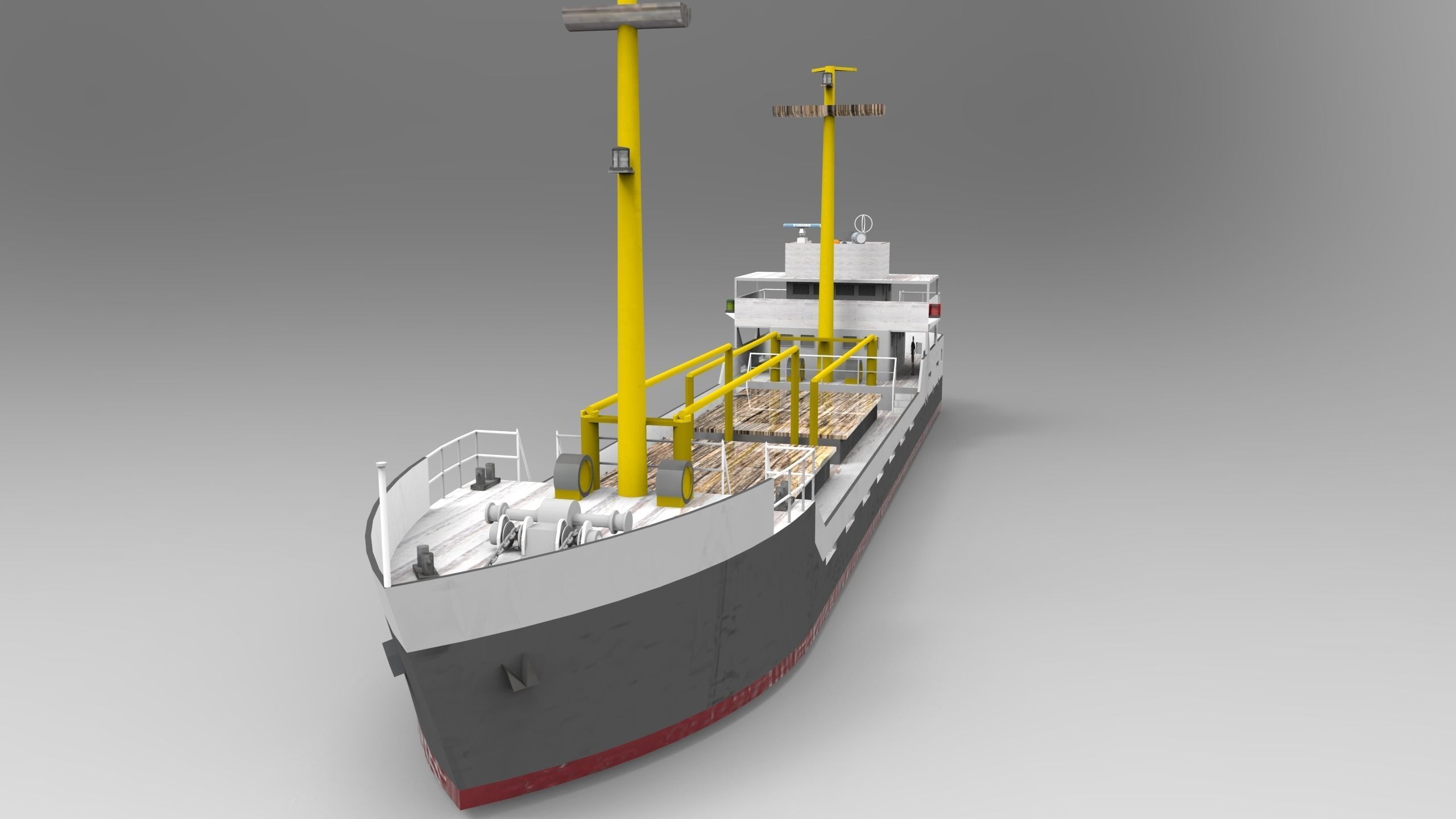 Cargo Ship Historical Low-poly 3D model_3