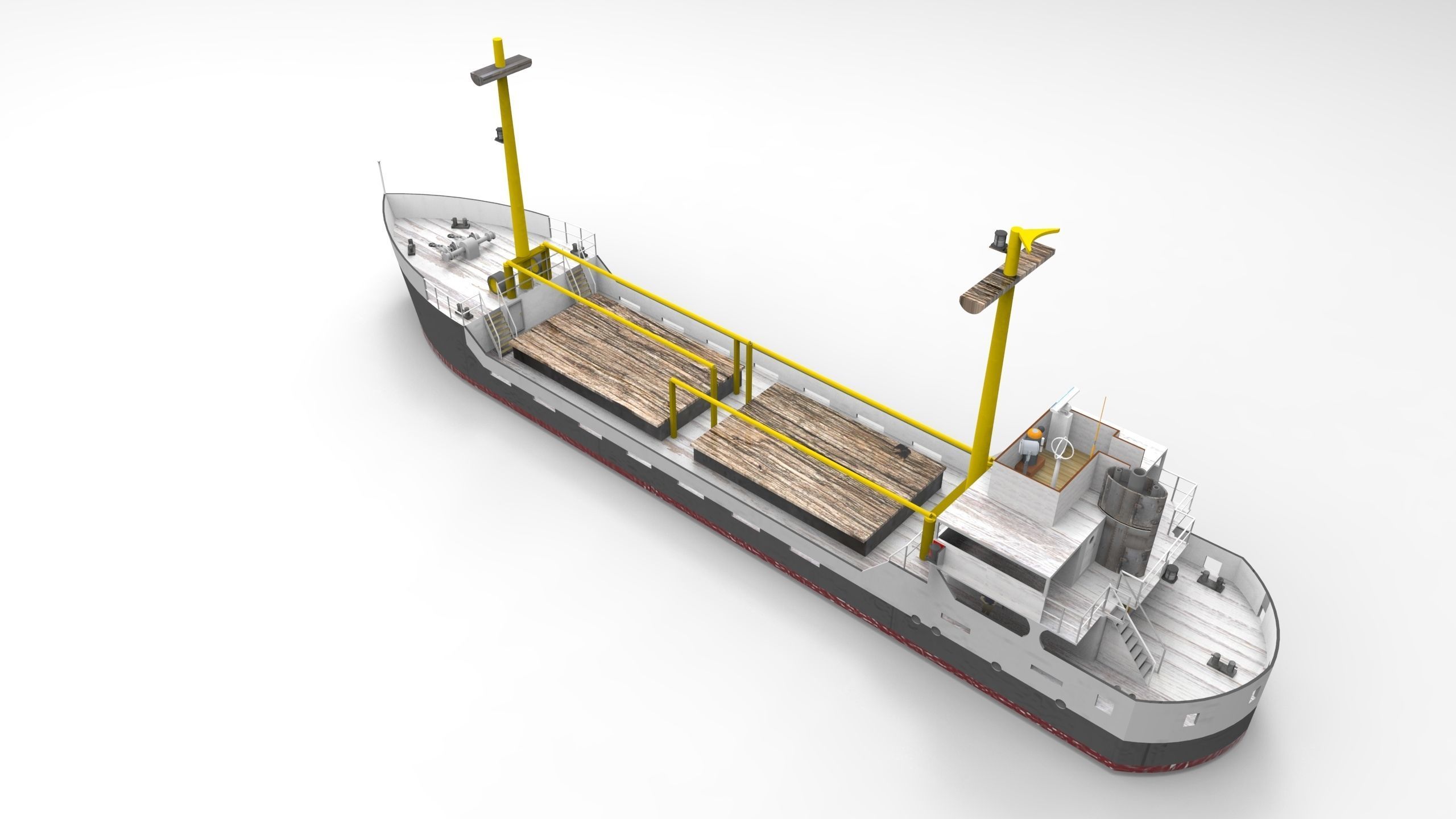 Cargo Ship Historical Low-poly 3D model_7
