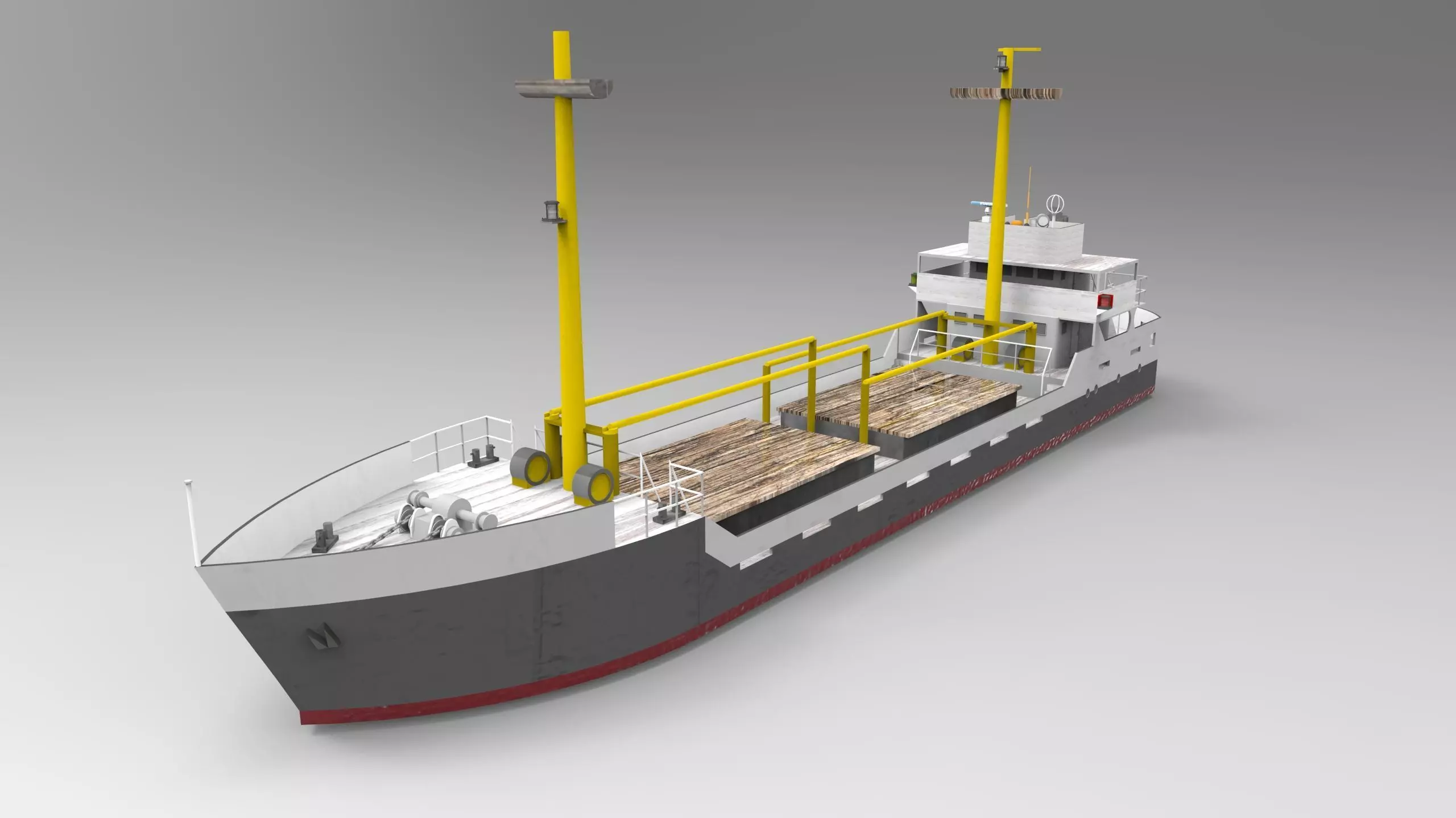 Cargo Ship Historical Low-poly 3D model_0