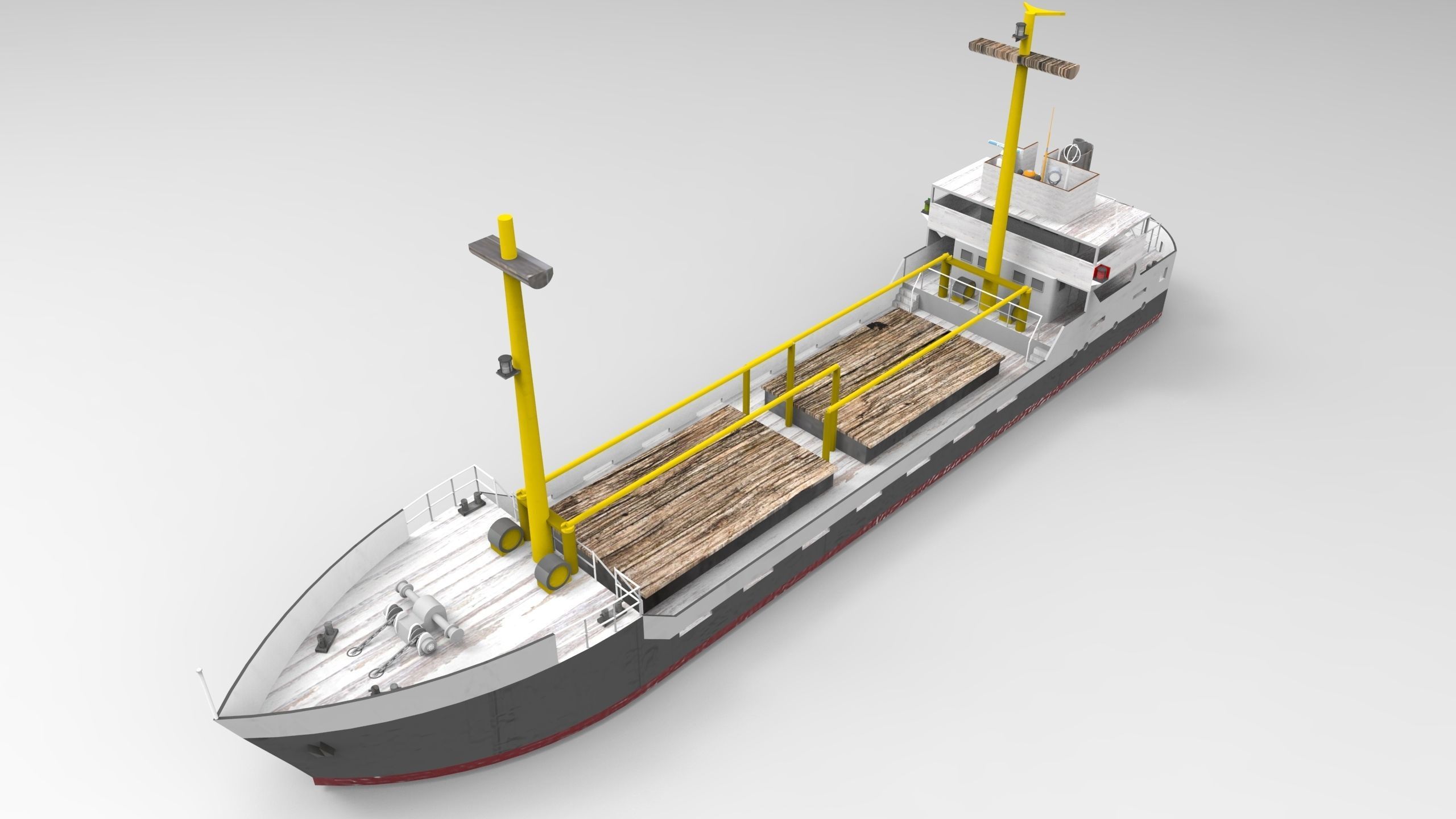 Cargo Ship Historical Low-poly 3D model_6