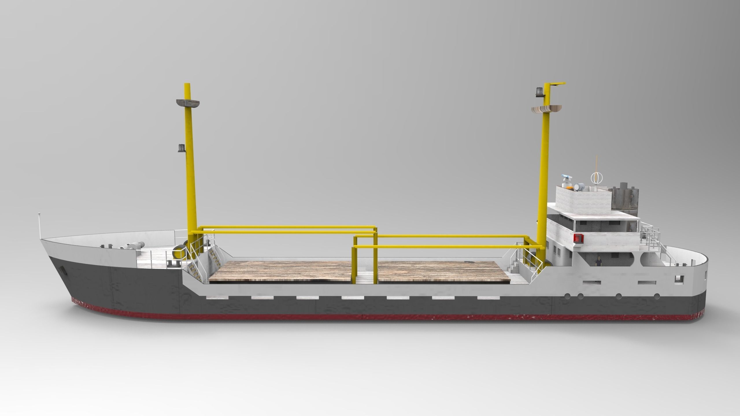 Cargo Ship Historical Low-poly 3D model_1