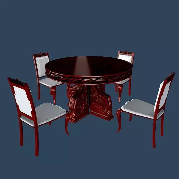 Dining Table Set 3D model_0
