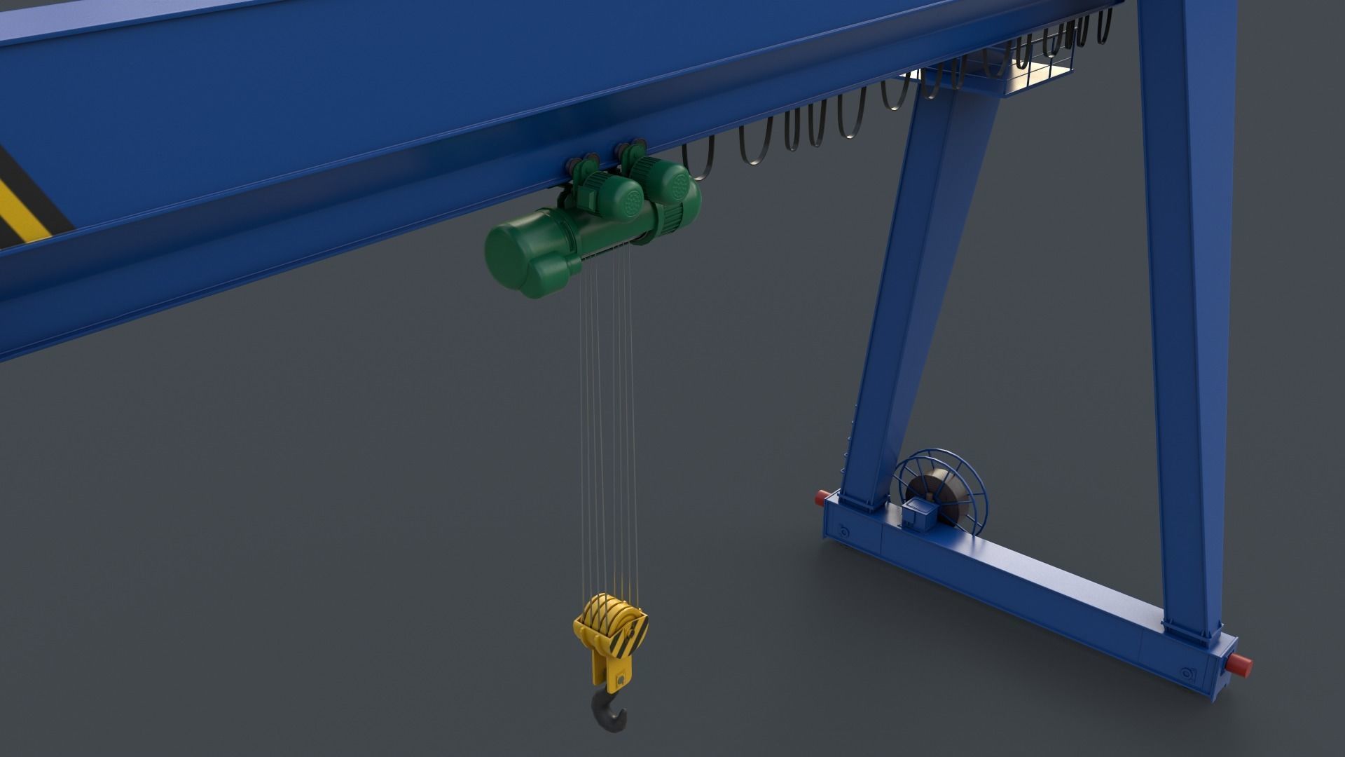PBR Single Girder Gantry Crane V2 - Blue Low-poly 3D model_7