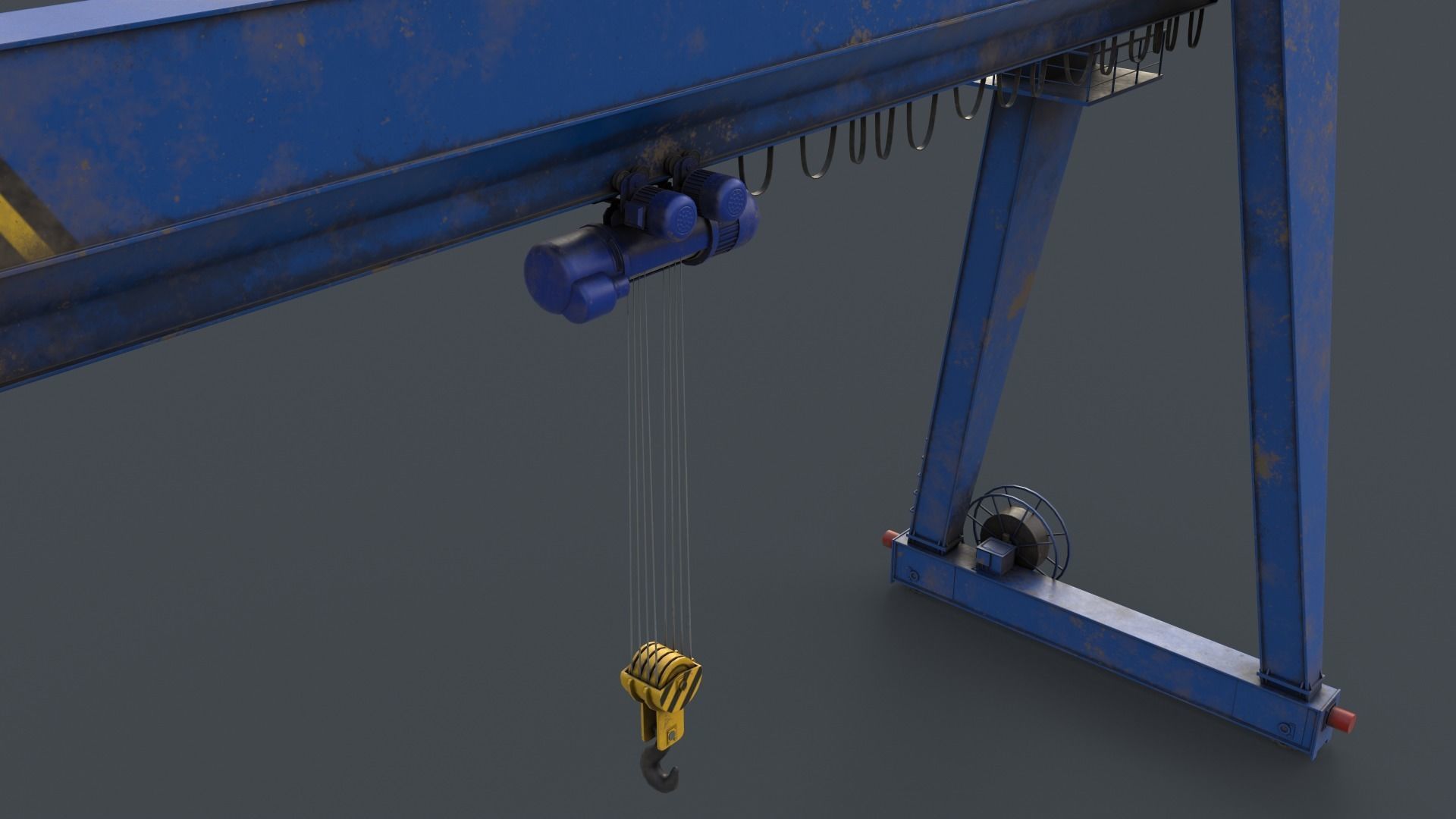 PBR Single Girder Gantry Crane V2 - Blue Low-poly 3D model_10