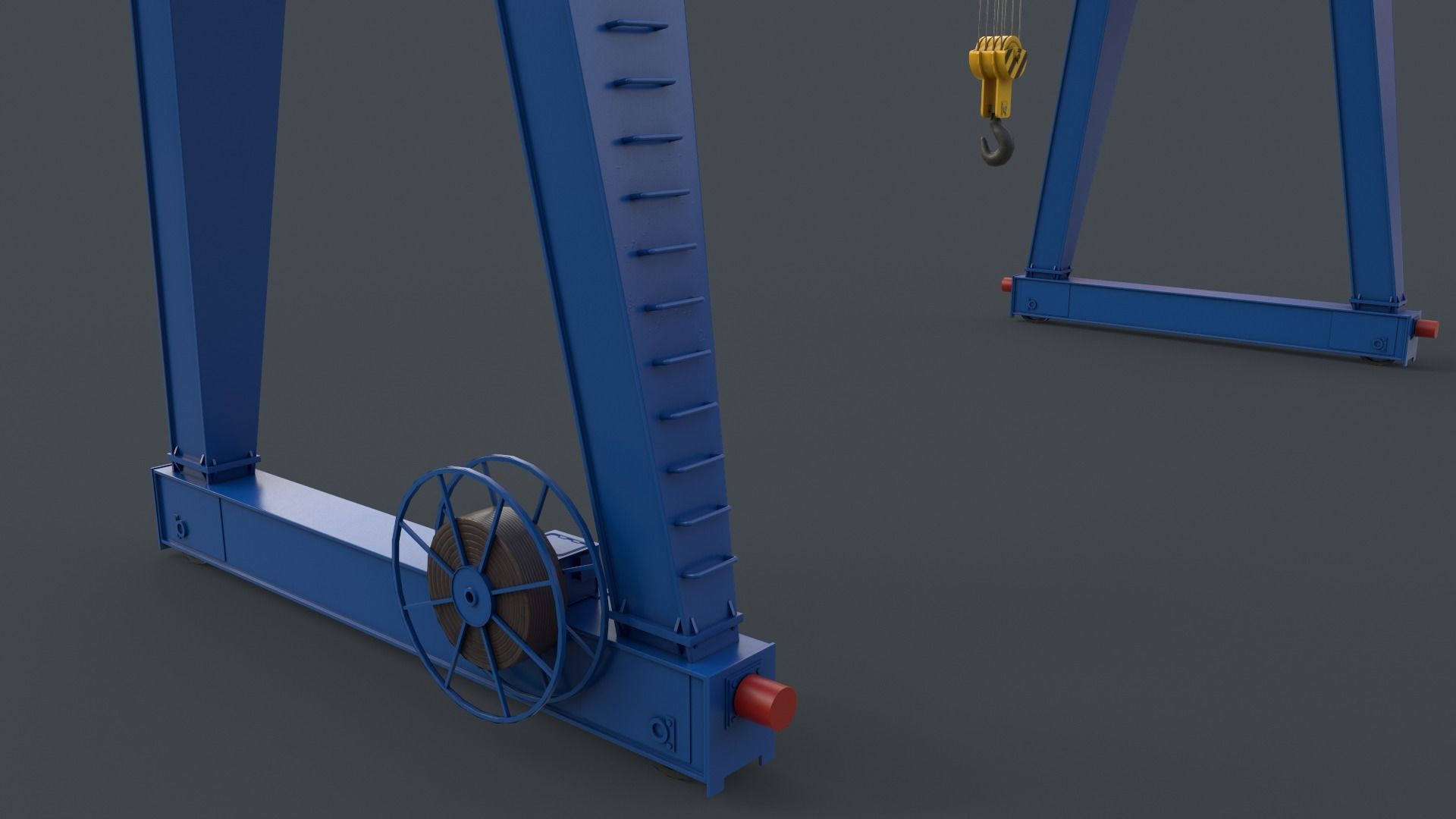 PBR Single Girder Gantry Crane V2 - Blue Low-poly 3D model_11