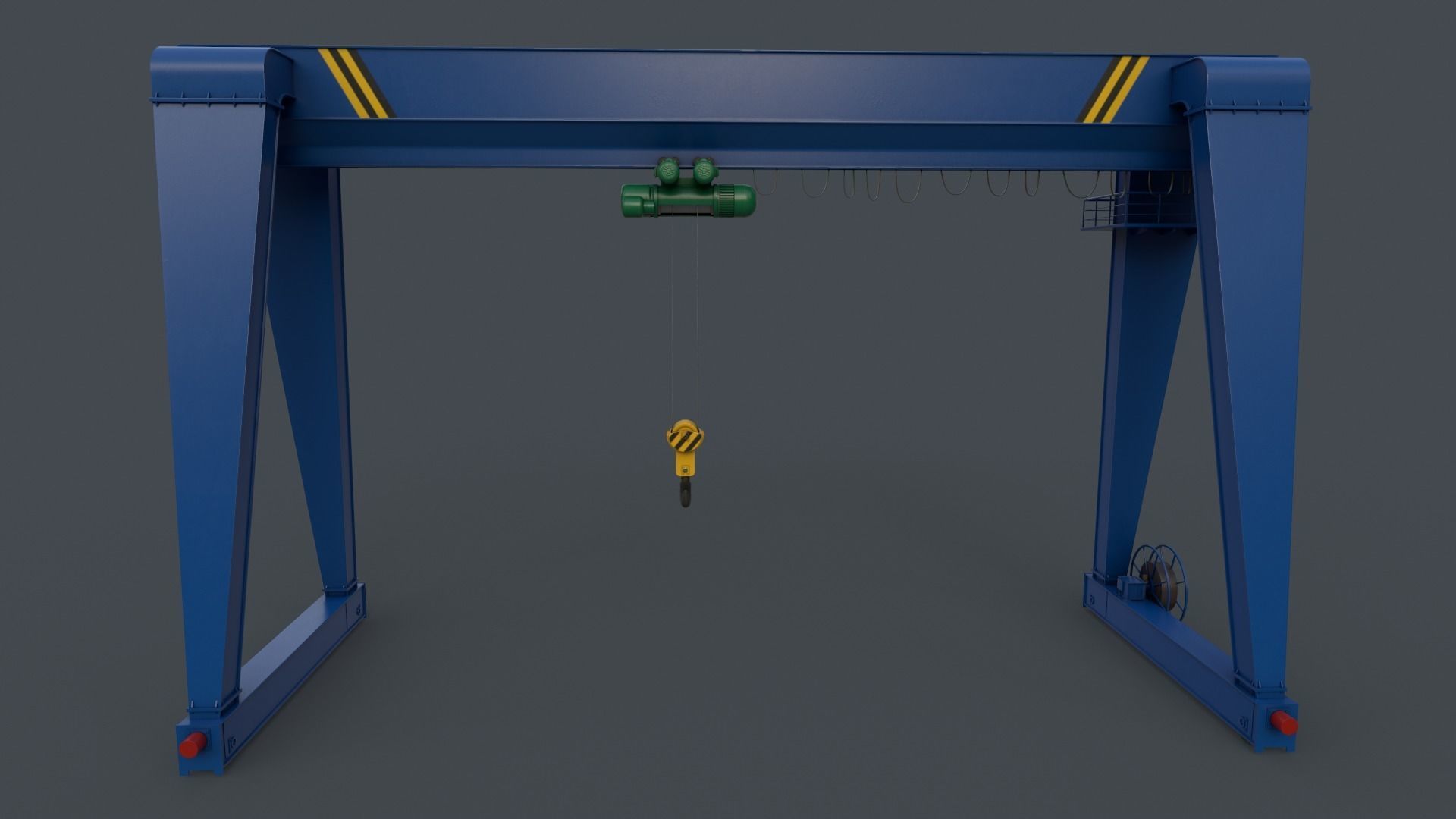 PBR Single Girder Gantry Crane V2 - Blue Low-poly 3D model_2