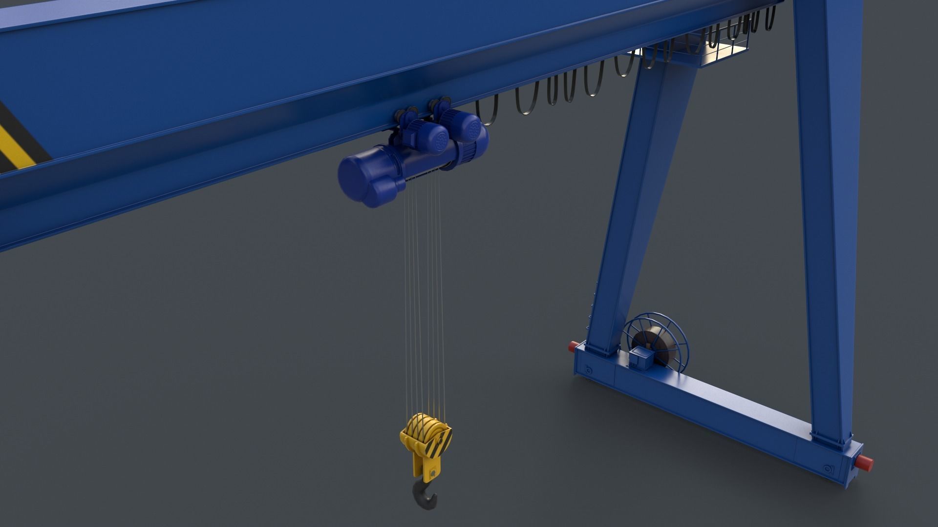 PBR Single Girder Gantry Crane V2 - Blue Low-poly 3D model_8