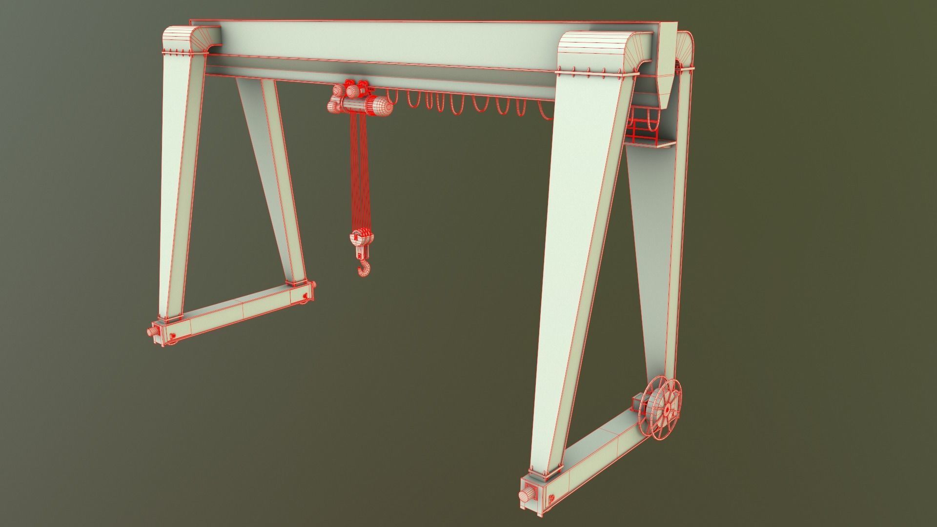 PBR Single Girder Gantry Crane V2 - Blue Low-poly 3D model_22