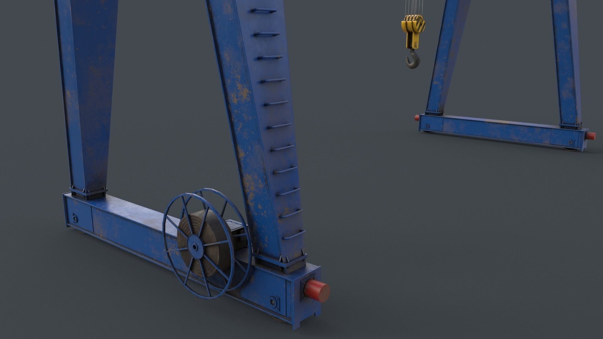 PBR Single Girder Gantry Crane V2 - Blue Low-poly 3D model_12