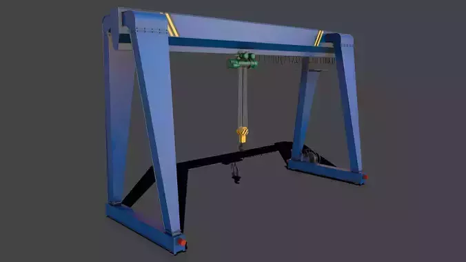 PBR Single Girder Gantry Crane V2 - Blue Low-poly 3D model