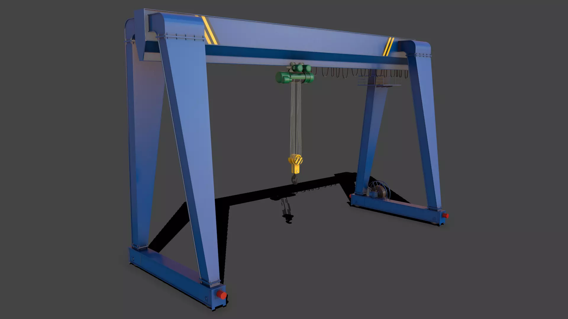 PBR Single Girder Gantry Crane V2 - Blue Low-poly 3D model_0