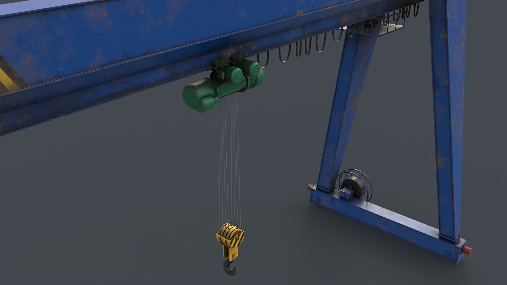 PBR Single Girder Gantry Crane V2 - Blue Low-poly 3D model_9