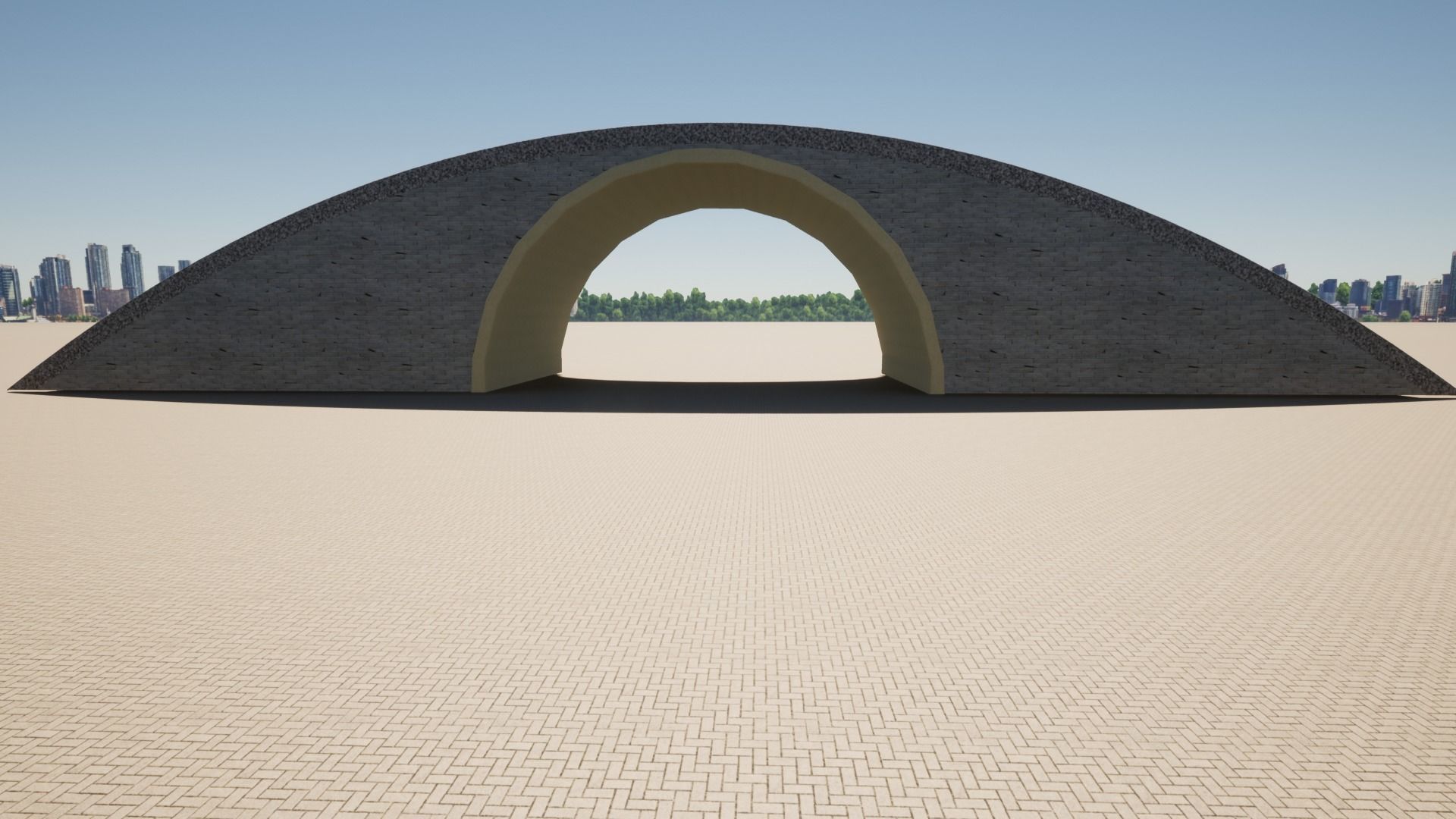 Bridge with Marble Bricks and Rock 3D model_8