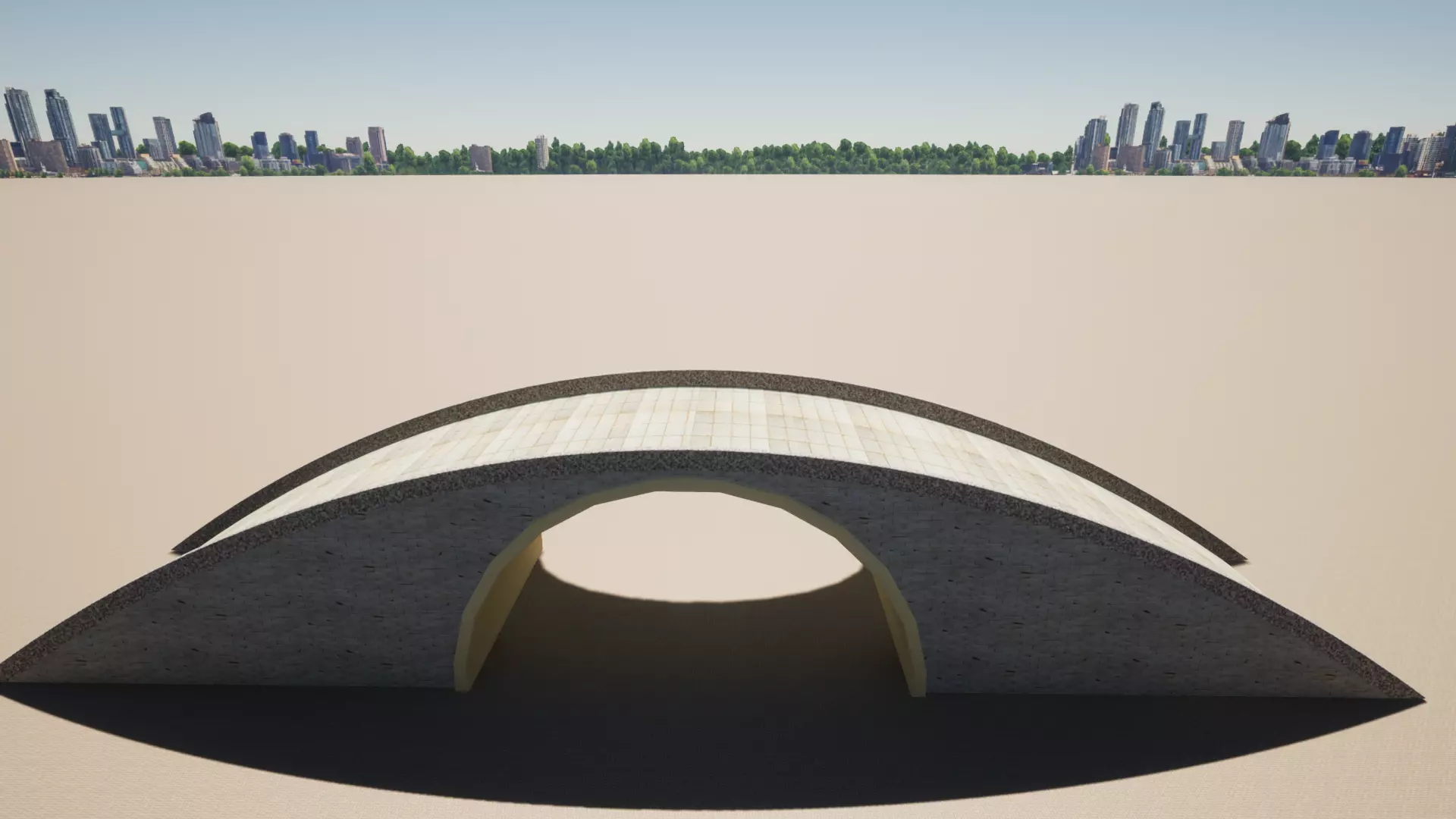 Bridge with Marble Bricks and Rock 3D model_0