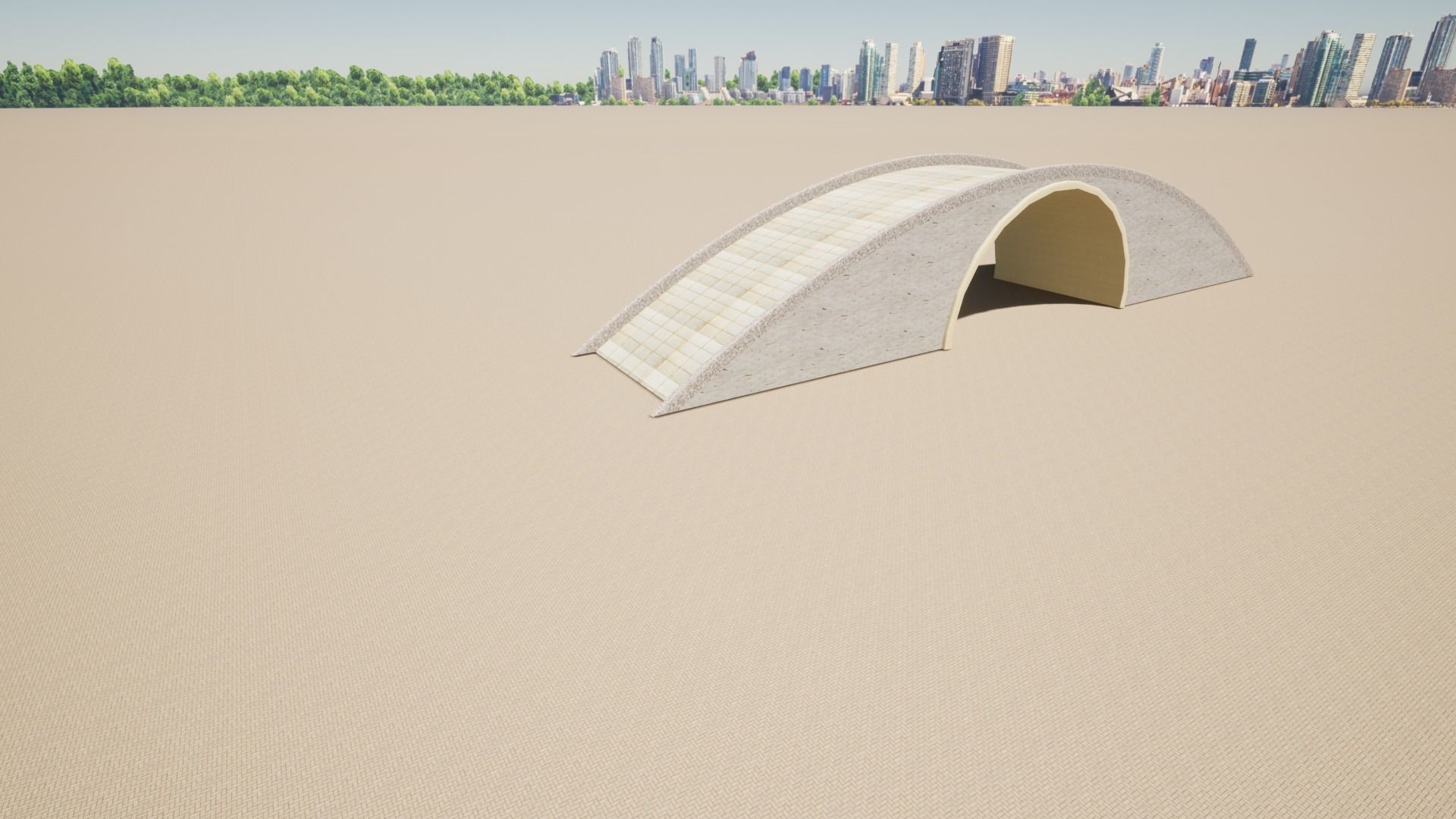 Bridge with Marble Bricks and Rock 3D model_3