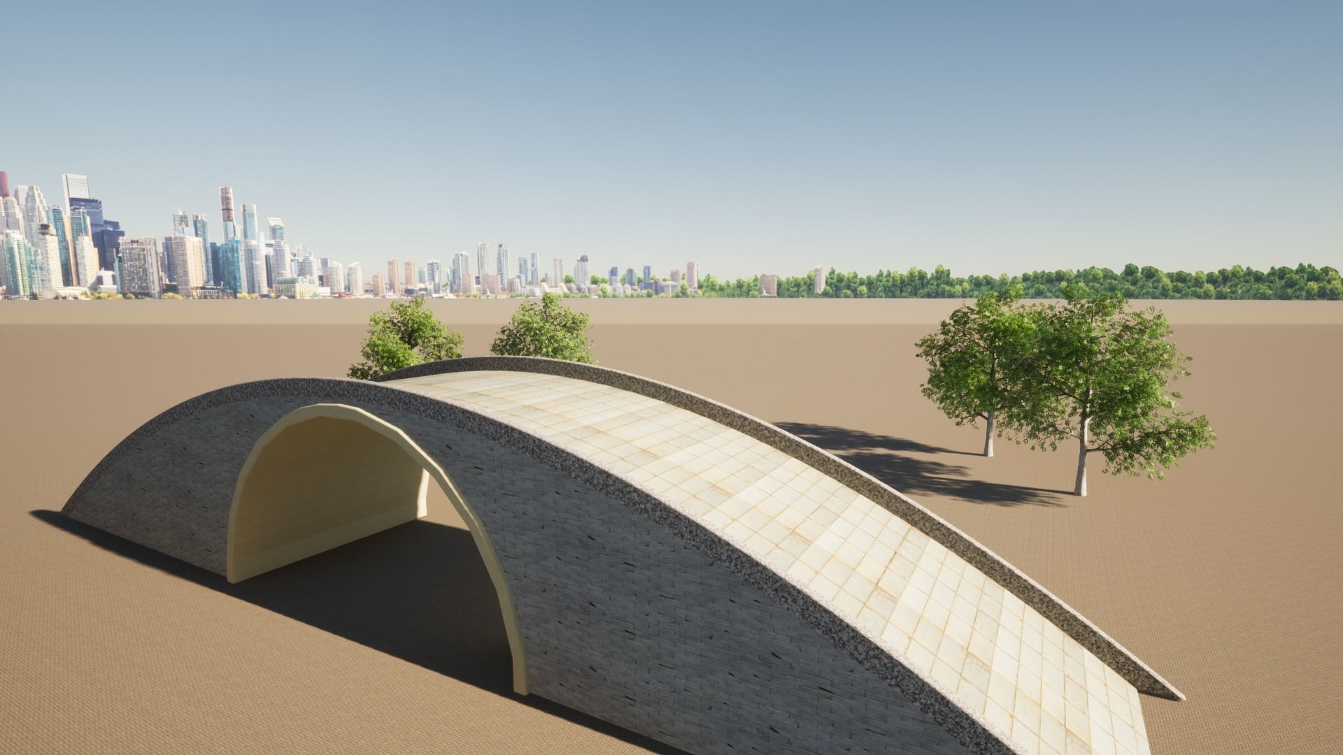 Bridge with Marble Bricks and Rock 3D model_26