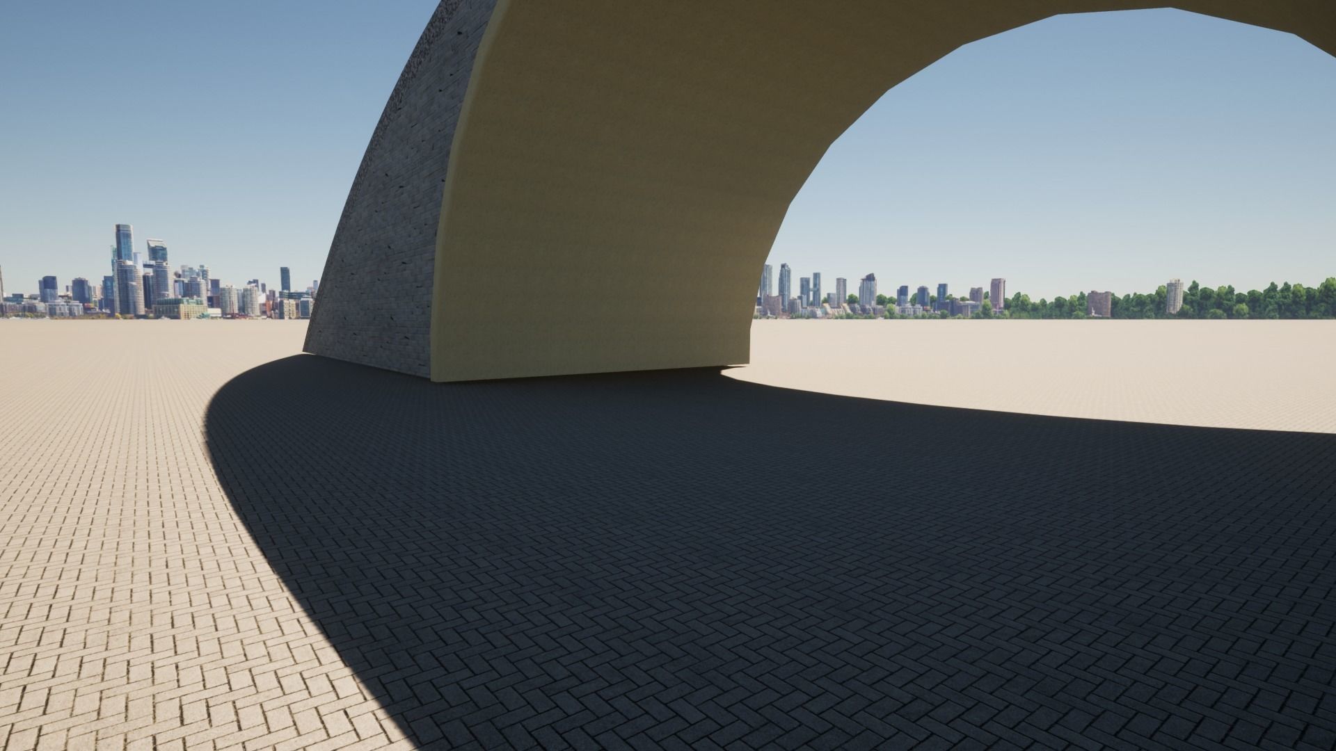 Bridge with Marble Bricks and Rock 3D model_7