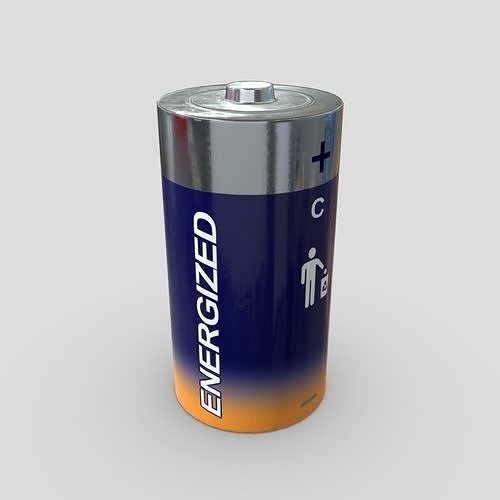 Battery C energized Low-poly 3D model